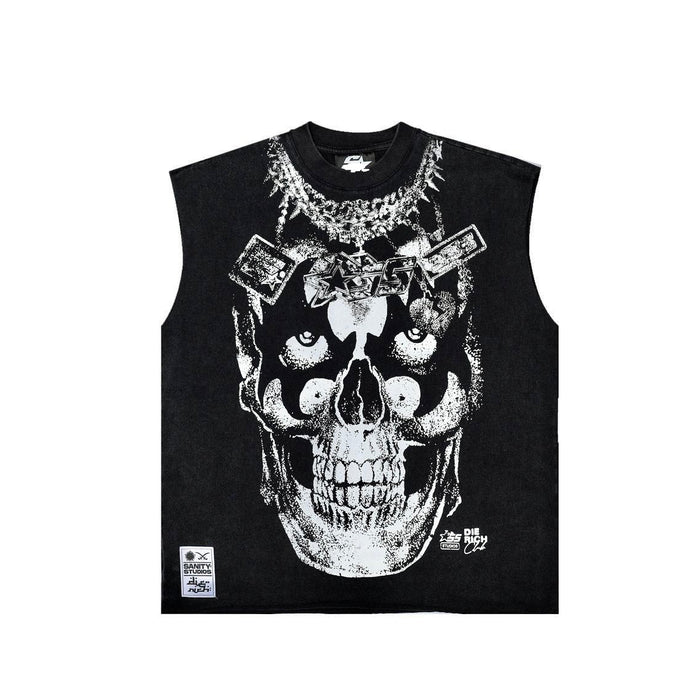 Sanity Chainfall sleeveless tee in black, front view