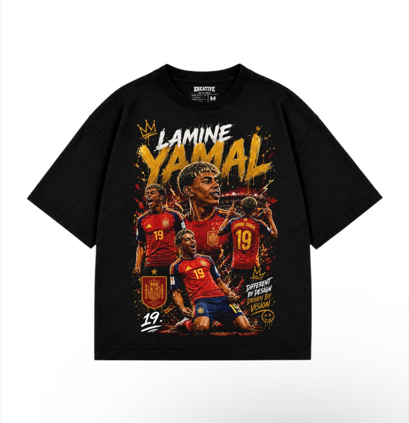 Lamine Yamal heavyweight oversized graphic tee, front view