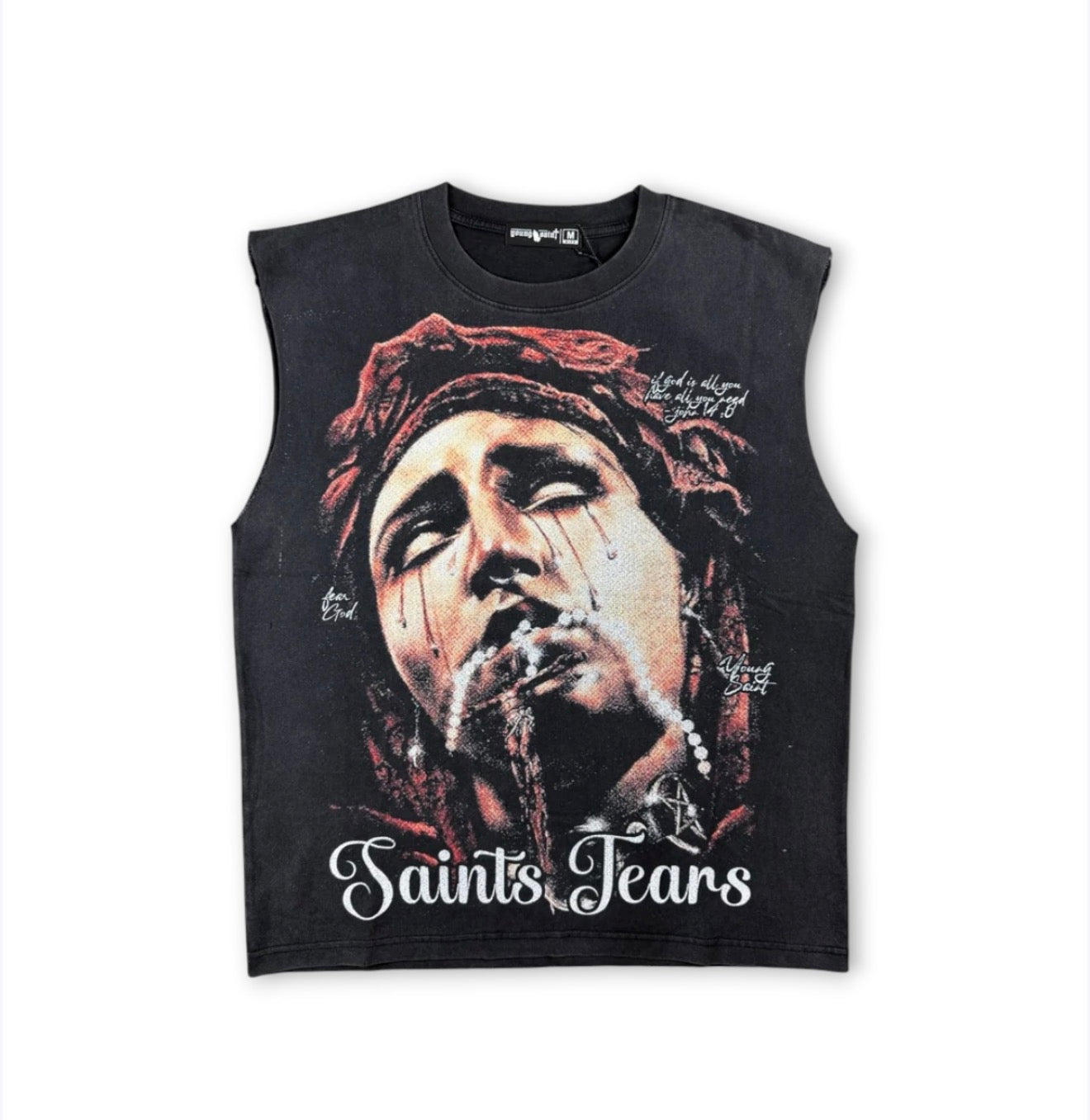 Young Saint Saint Tears Tank Top - Black