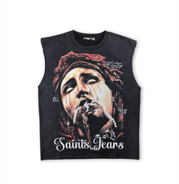 Young Saint Saint Tears Tank Top - Black