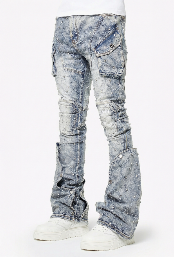 GUAPI Jeans - Coffin Arc Embellished - Aqua Blue